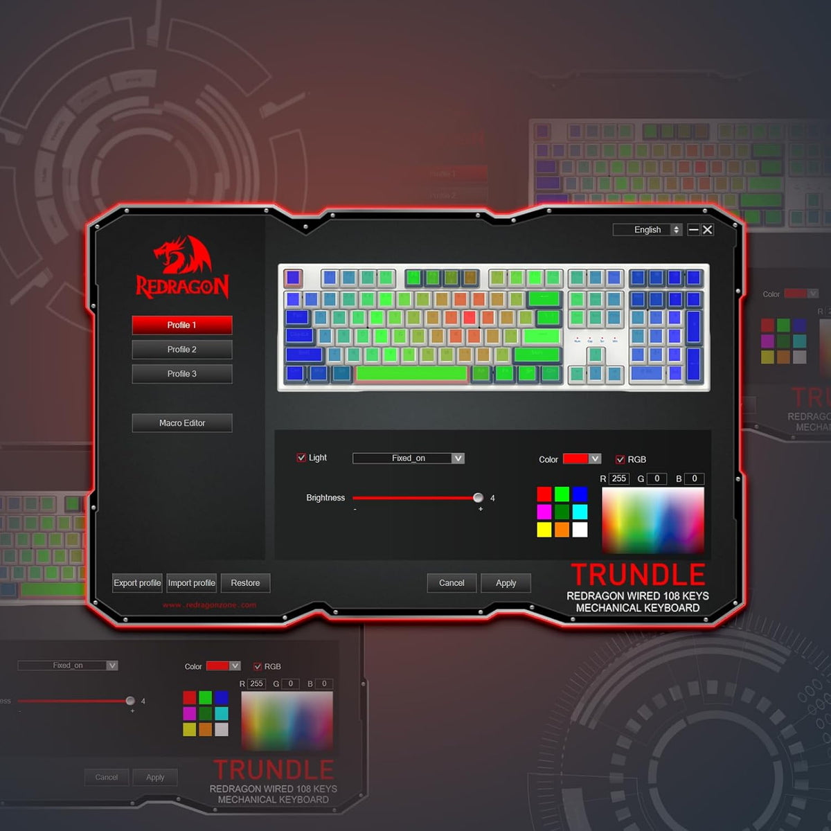 Redragon K668 Teclado para juegos RGB con cable intercambiable en c...