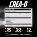 EHP Labs CREA-8 Monohidrato de creatina en polvo, sin sabor, 100 po...