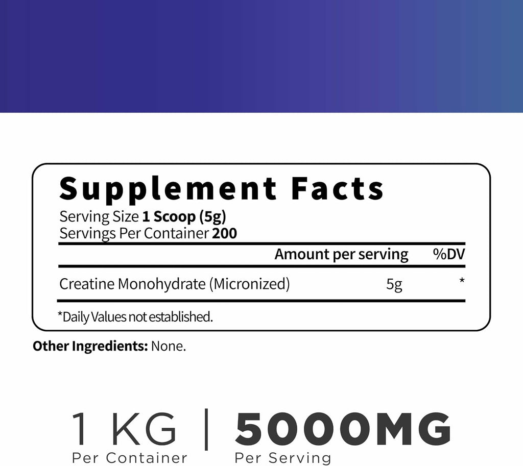 Type Zero Monohidrato de creatina (sin sabor) 2.2 lbs, micronizado,...