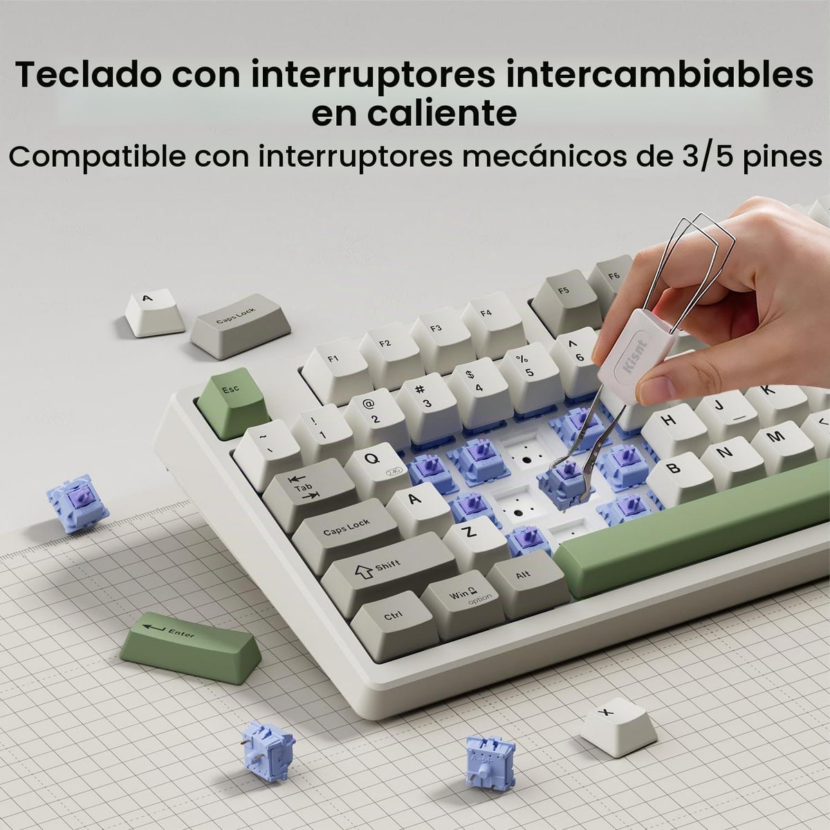 Kisnt Teclado mecánico inalámbrico KN85, diseño del 75%, Bluetooth\...