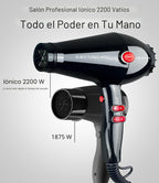 JOHN Secador de pelo, secador profesional de salón con 2200 vatios,...