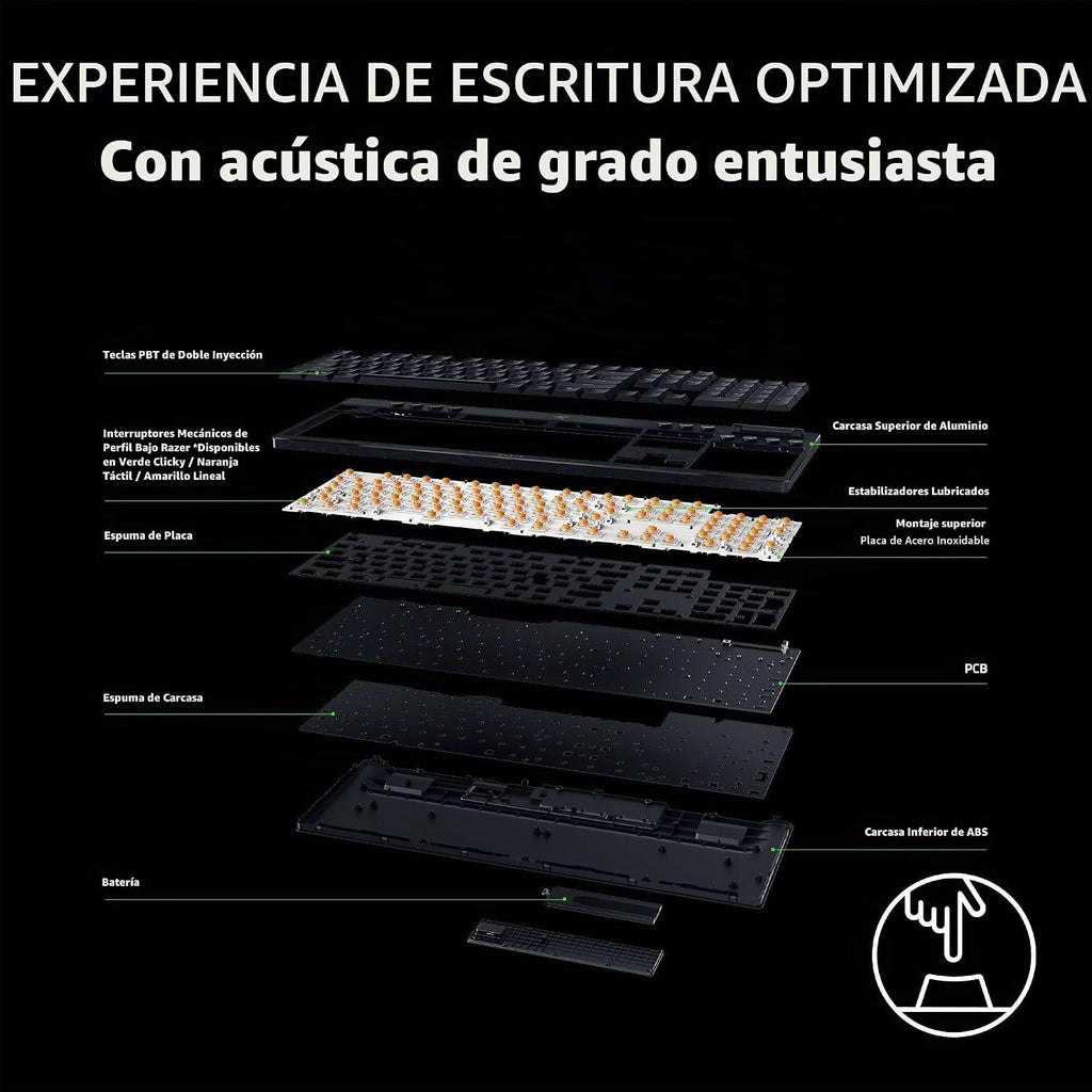 Teclado inalámbrico para juegos Razer BlackWidow V4 de perfil bajo,...