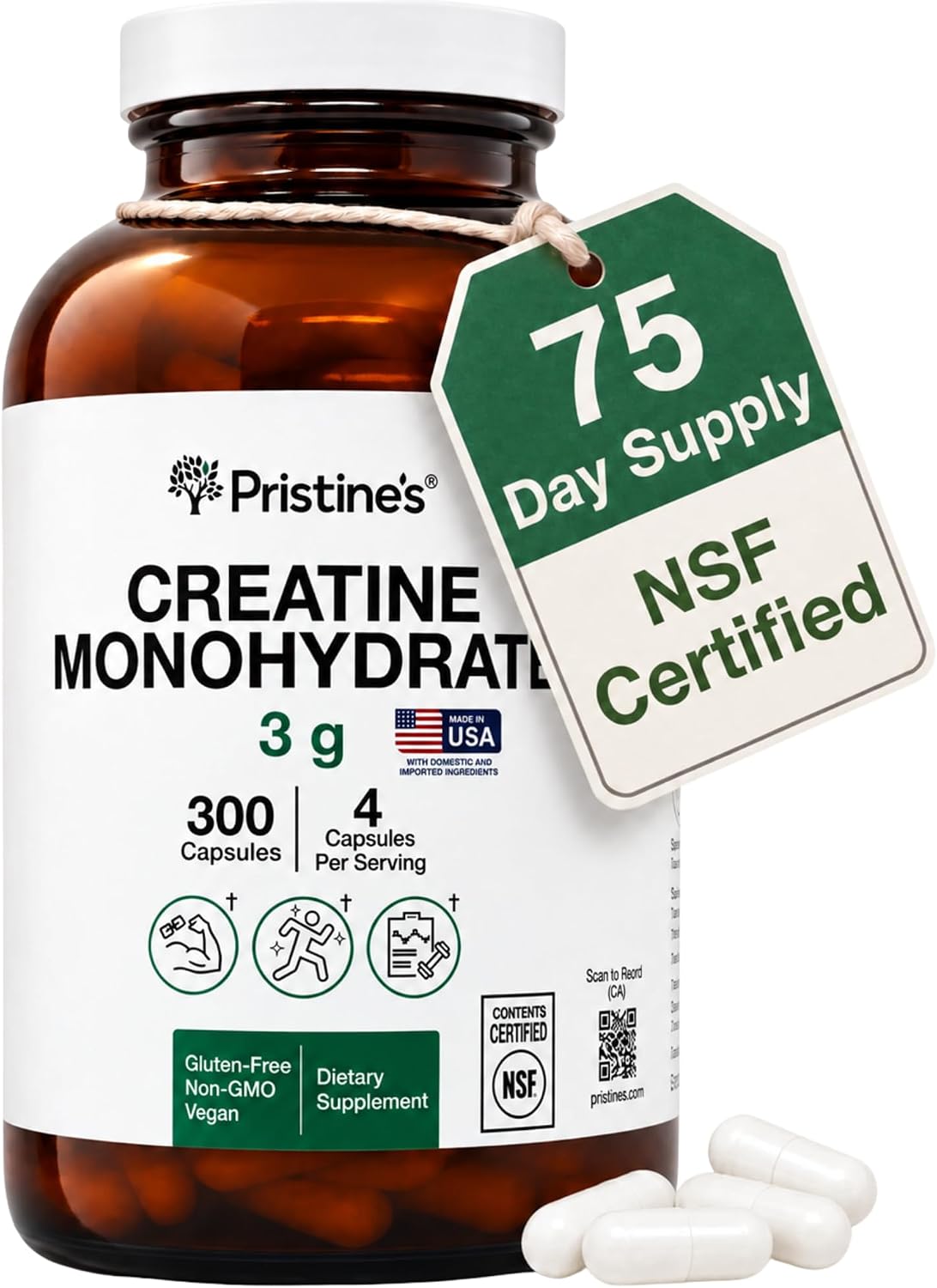Cápsulas de suplemento de monohidrato de creatina certificada NSF d...