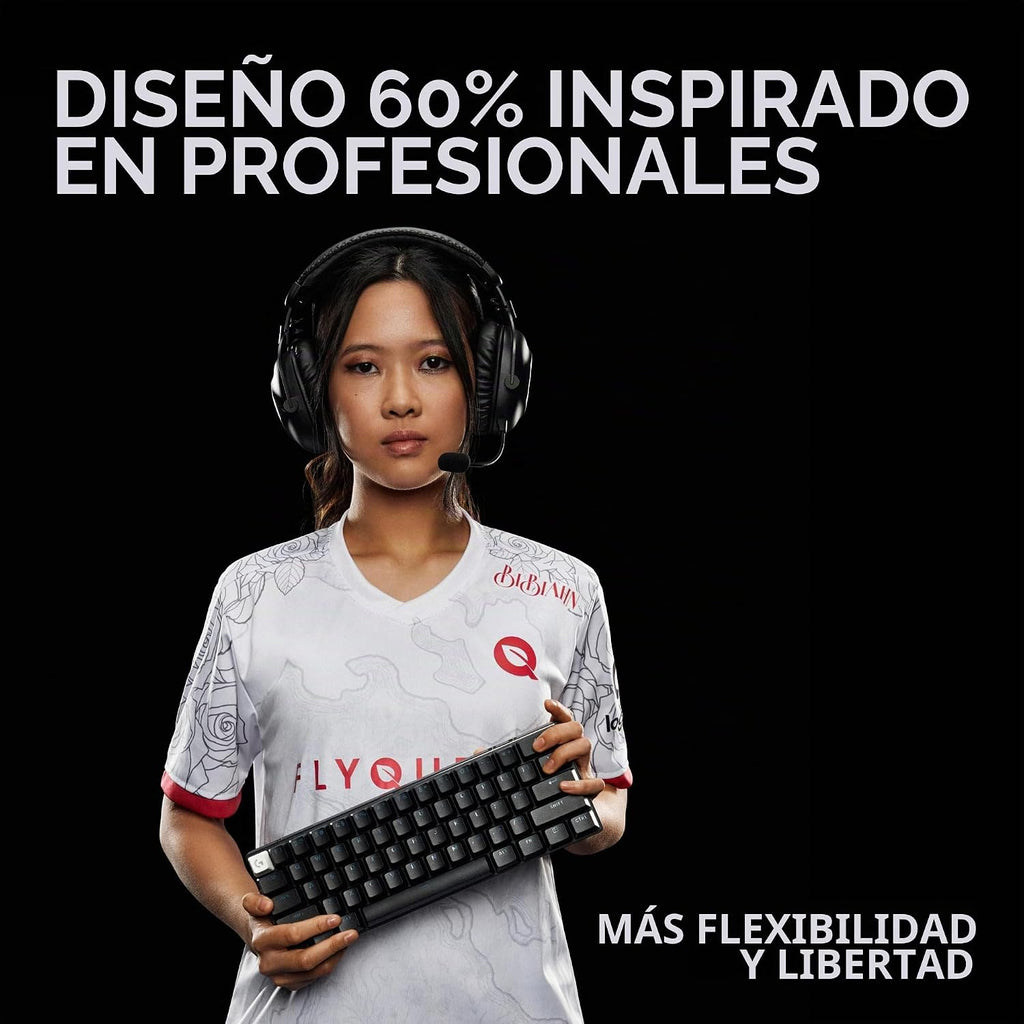 Logitech G PRO X Teclado inalámbrico para juegos 60% (óptica táctil...