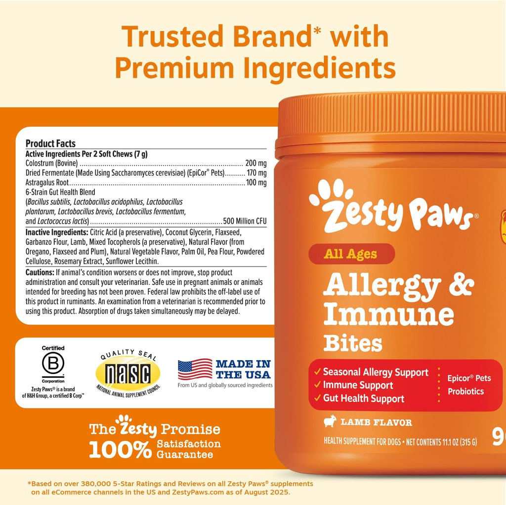 Masticables para aliviar la alergia en perros de Zesty Paws, probió...