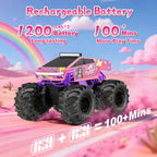 Coche de control remoto anfibio | juguete de camión monstruo rosa 1...