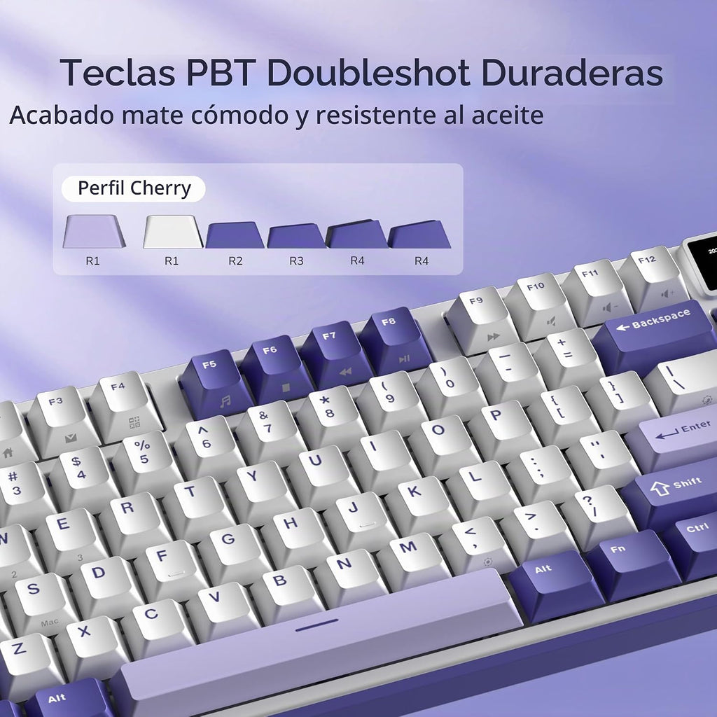 RK ROYAL KLUDGE Teclado mecánico inalámbrico S104 con pantalla y pe...