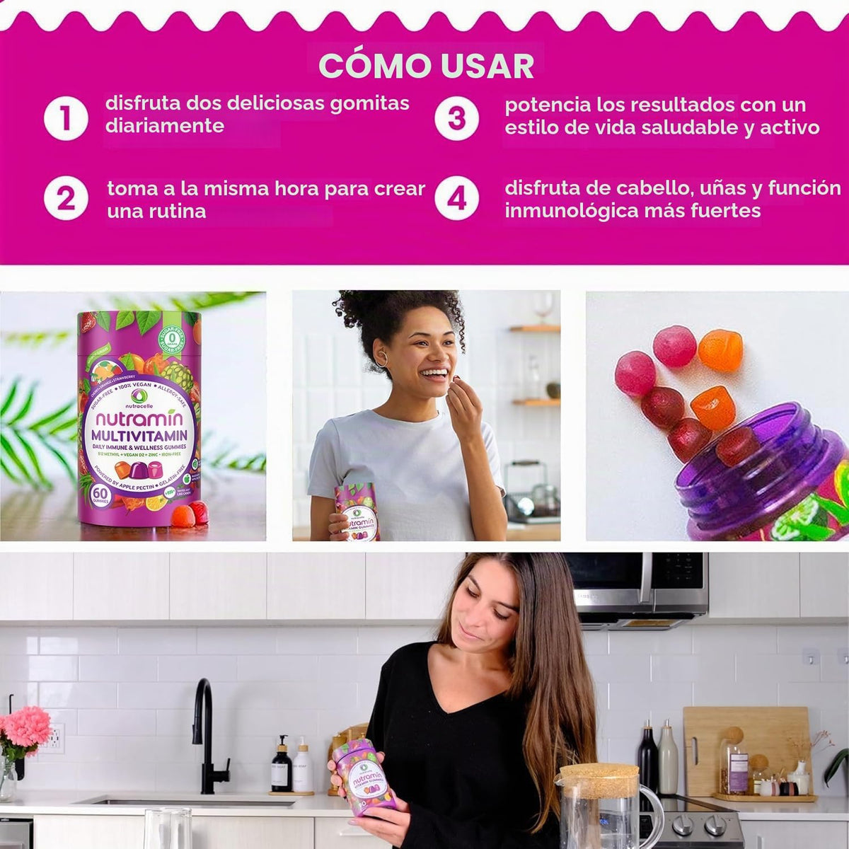 Gomitas Multivitamínicas Veganas Keto Diarias NUTRAMIN, sin OMG, Vi...