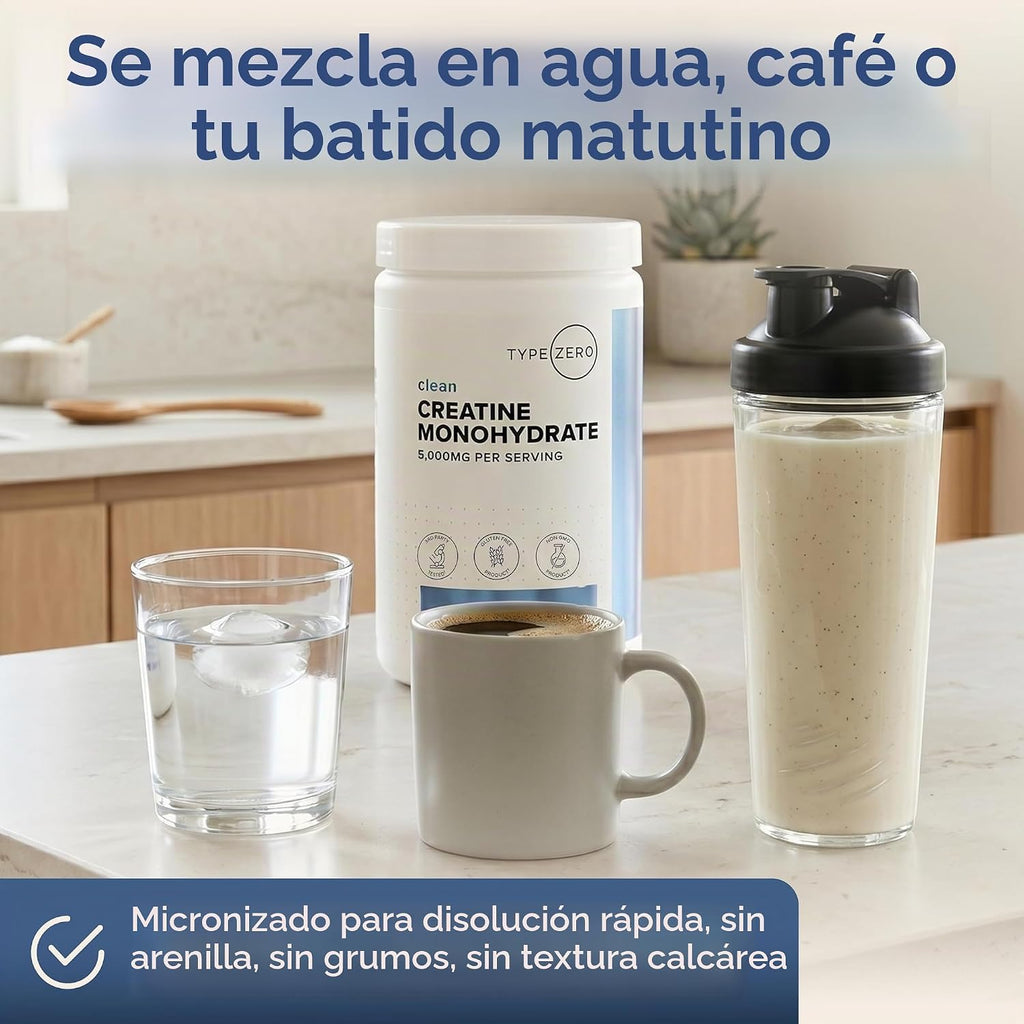 Type Zero Monohidrato de creatina en polvo (sin sabor) 17.64 oz | 5...