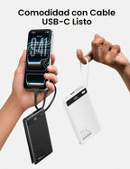Paquete de 2 cargadores portátiles de 10000 mAh 22.5 W, cables inco...