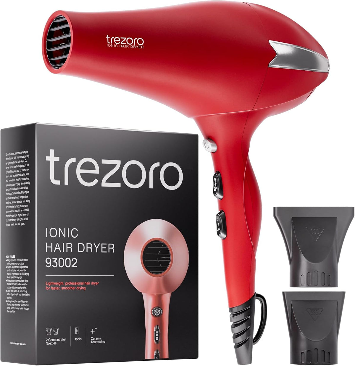 TREZORO - Secador de pelo profesional con 2 boquillas concentradora...