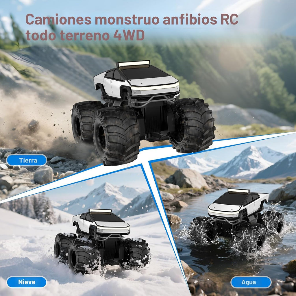 Auto de control remoto anfibio, camión monstruo 1:18 juguetes para...