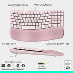 Logitech Wave Keys & Lift Vertical Mouse Combo inalámbrico ergonómi...