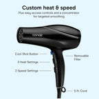 Conair Secador de pelo con accesorio concentrador, tecnología cerám...