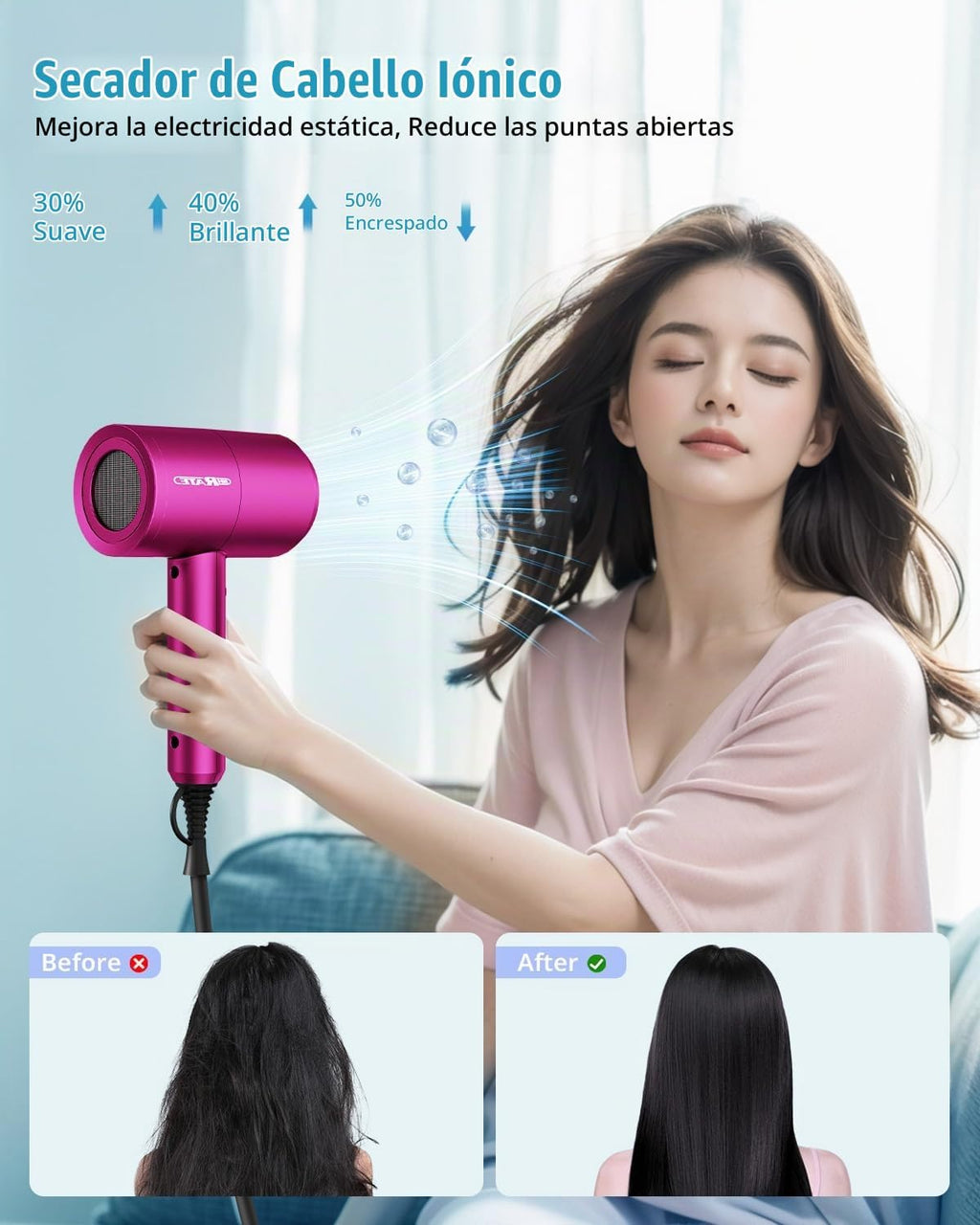 SHRATE Secador de pelo iónico con difusor | Secador profesional par...