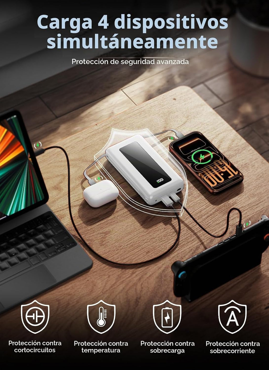 Moihosso Cargador portátil Power Bank 50000mAh con cables incorpora...