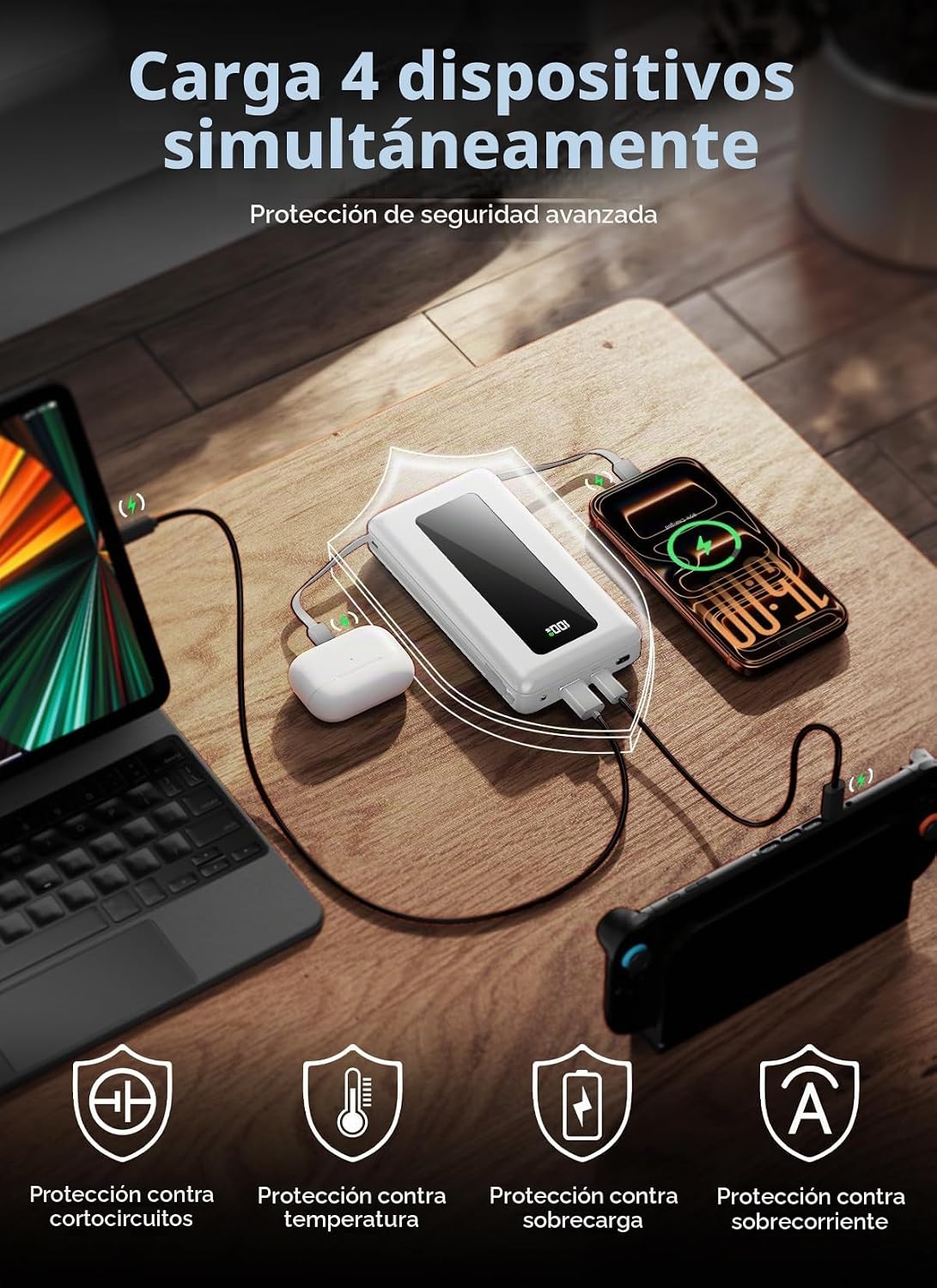 Moihosso Cargador portátil Power Bank 50000mAh con cables incorpora...