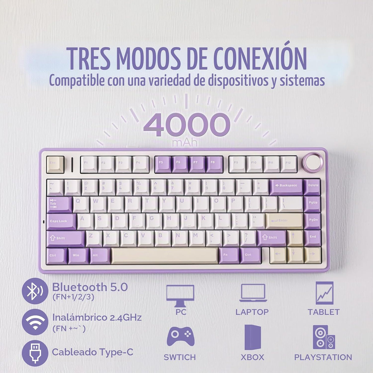EPOMAKER x Aula F75 - Teclado mecánico con junta, 75% inalámbrico i...