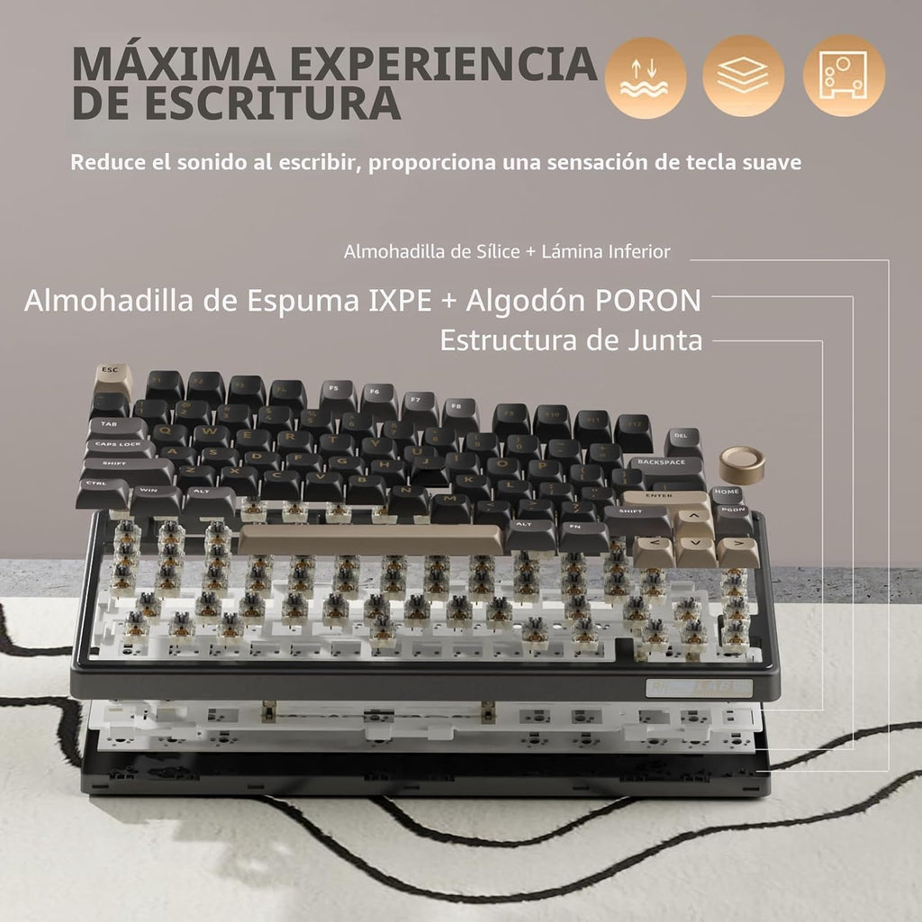 RK ROYAL KLUDGE R75 Teclado mecánico con cable con perilla de volum...