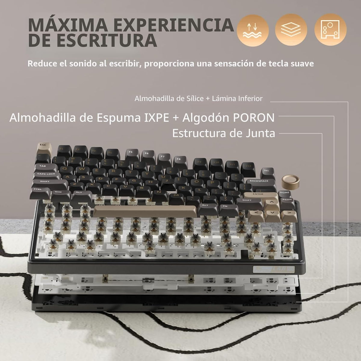 RK ROYAL KLUDGE R75 Teclado mecánico con cable con perilla de volum...