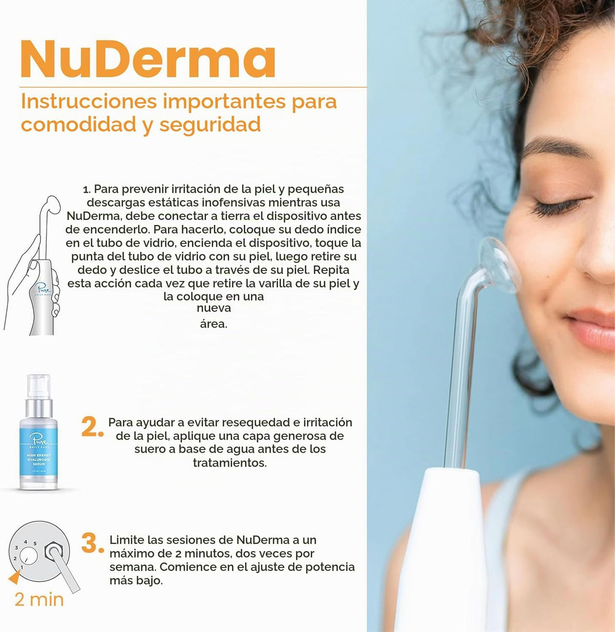 Pure Daily Care NuDerma Varita Manual para Terapia de la Piel con N...