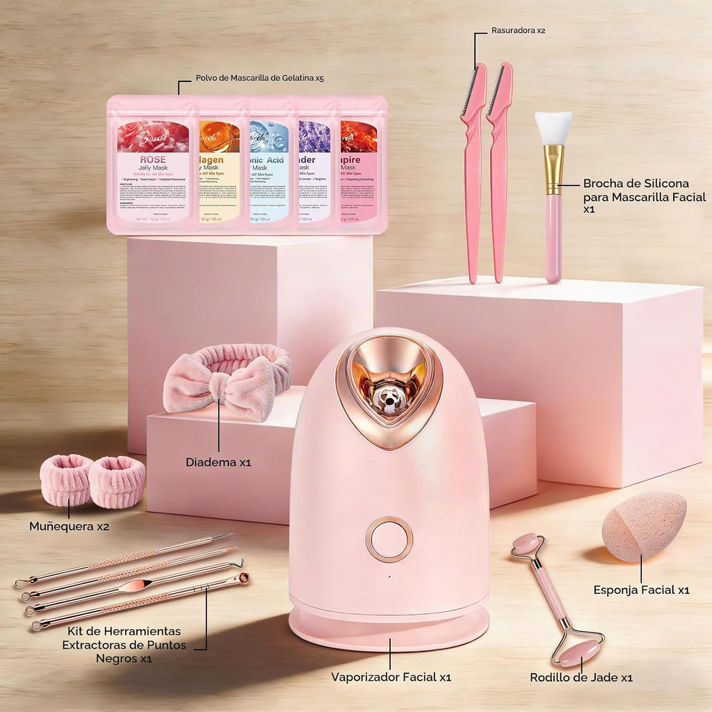 Pjordo Kit de vapor facial con 17 herramientas para el cuidado de l...