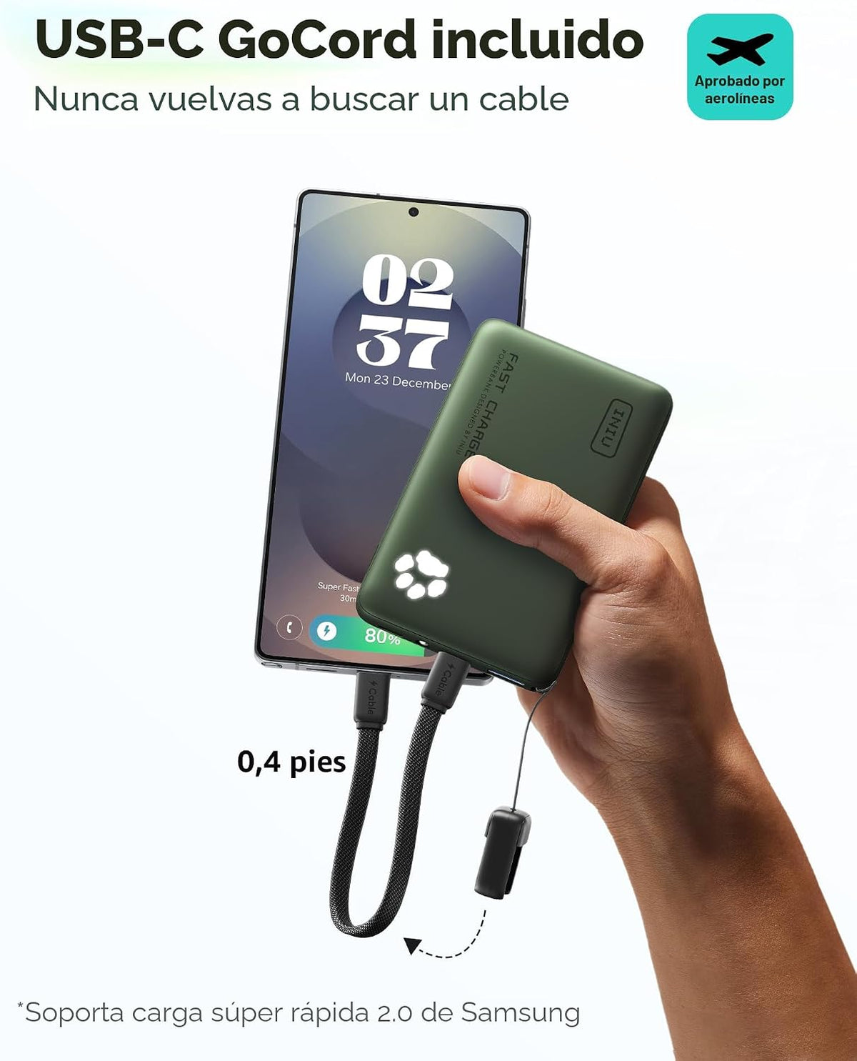 INIU 10000mAh 45W cargador portátil de carga rápida, banco de energ...