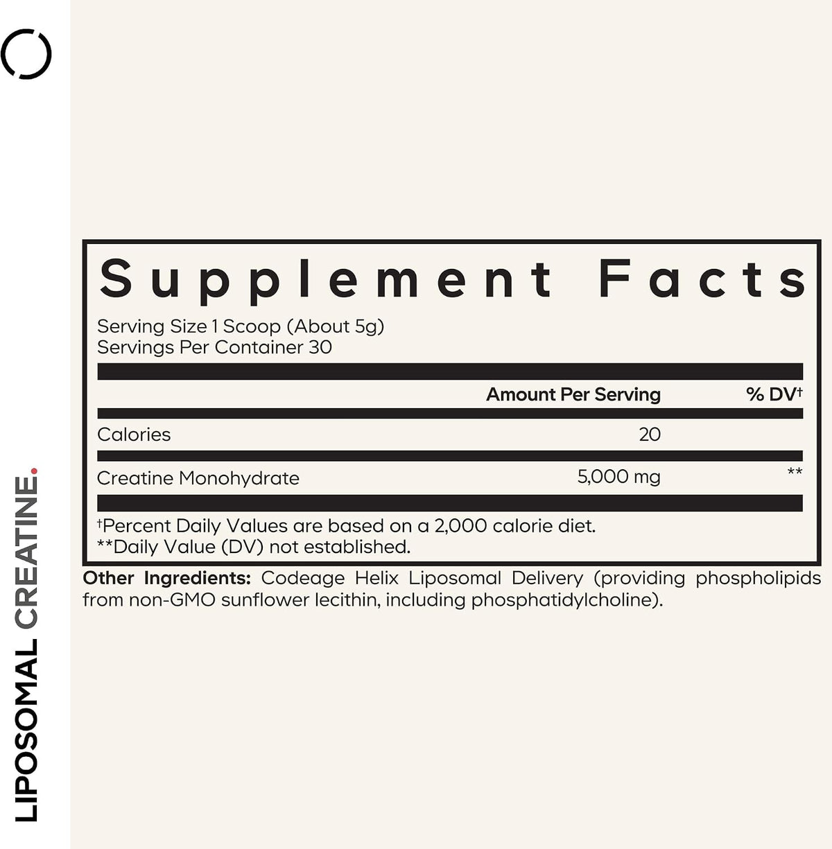 Codeage - Monohidrato de creatina liposomal en polvo, 5000 mg, 30 p...