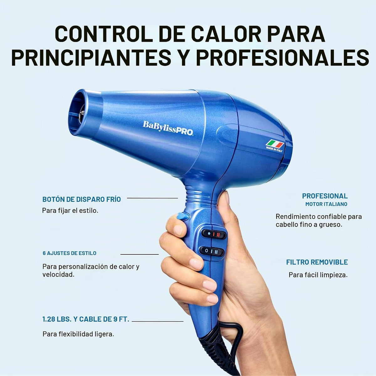 Secador de pelo BaBylissPRO Nano Titanium italiano Portofino - Seca...