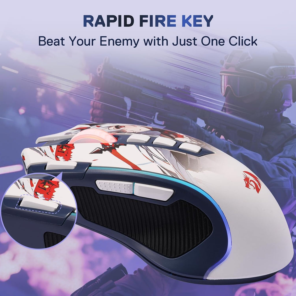 Redragon M612AK PRO Ratón inalámbrico para juegos de anime Teclas d...