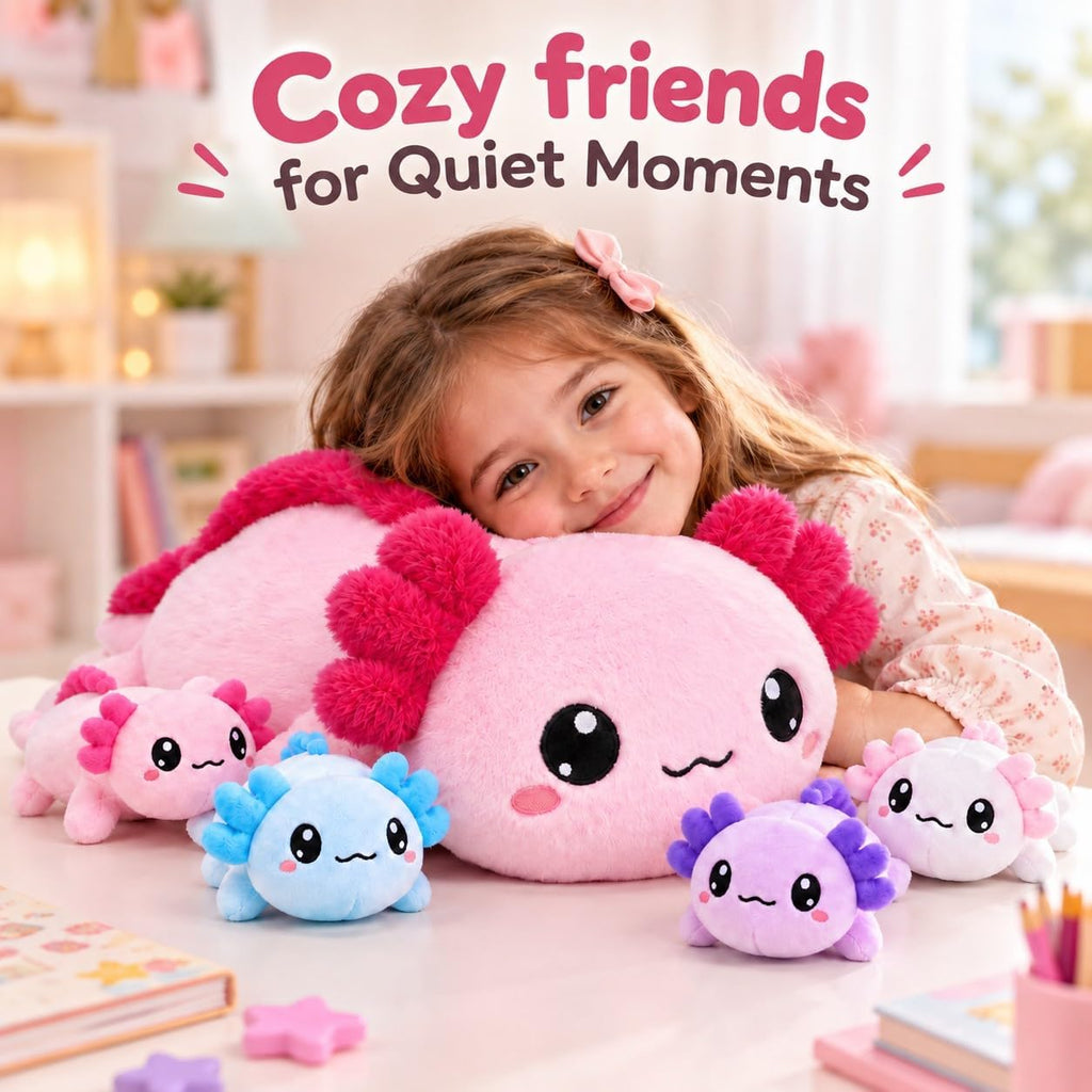TOYSYM Axolotl - Animal de peluche con bebés, lindo peluche de axol...