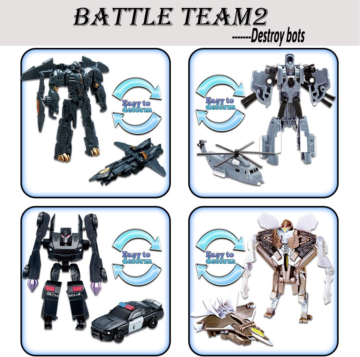 FULIM 8 piezas de minijuguetes de robot de automóvil, figuras de ac...