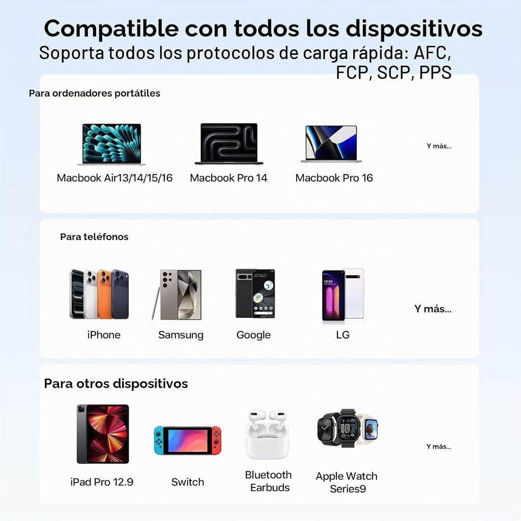 Cargador portátil NOBIS 20000mAh 90W Power Bank con cable desmontab...