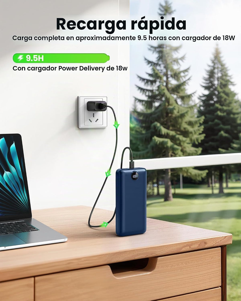 Cargador portátil Power Bank 50000mAh 22.5W Batería de carga rápida...