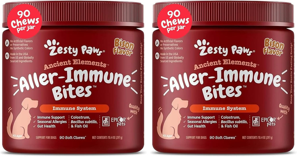 Zesty Paws Alivio de la alergia para perros, suplemento antipicazón...