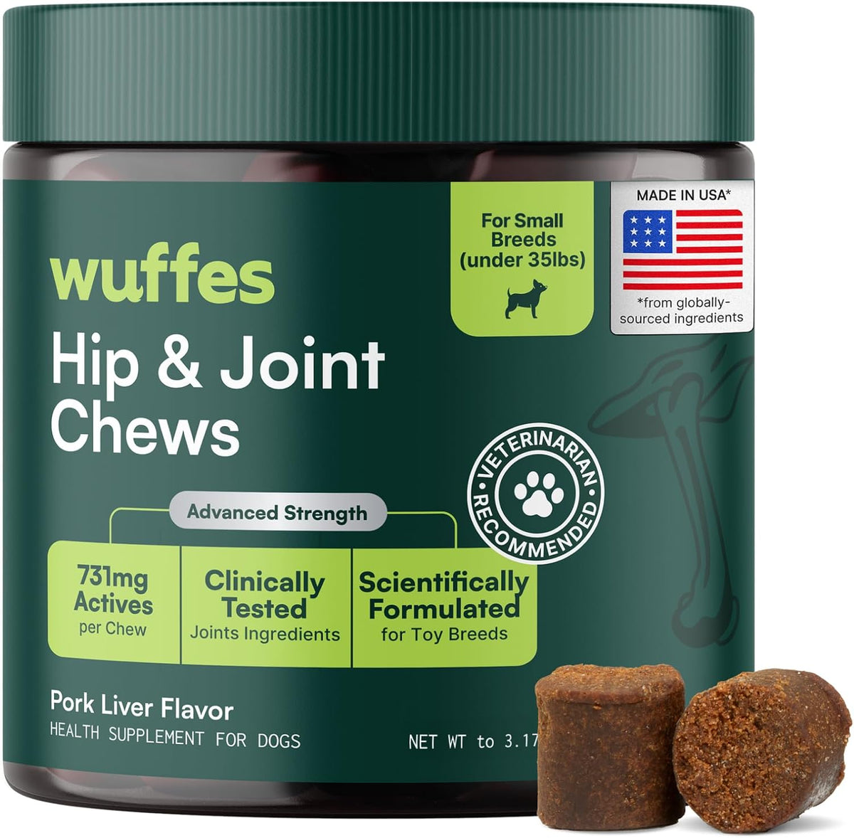 Wuffes Suplemento avanzado para cadera y articulaciones para perros...