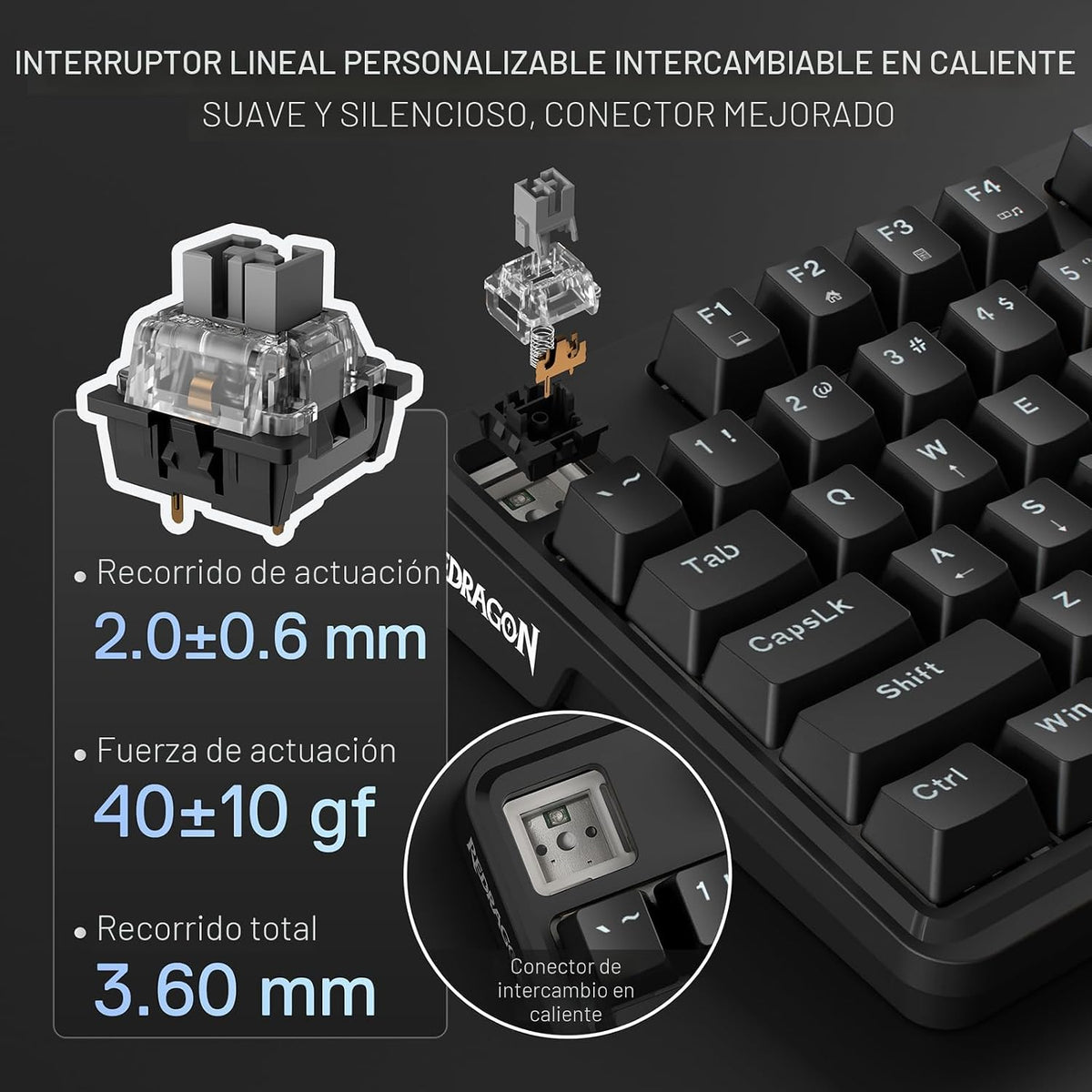 Redragon K745 Teclado para juegos RGB con junta de 108 teclas con c...