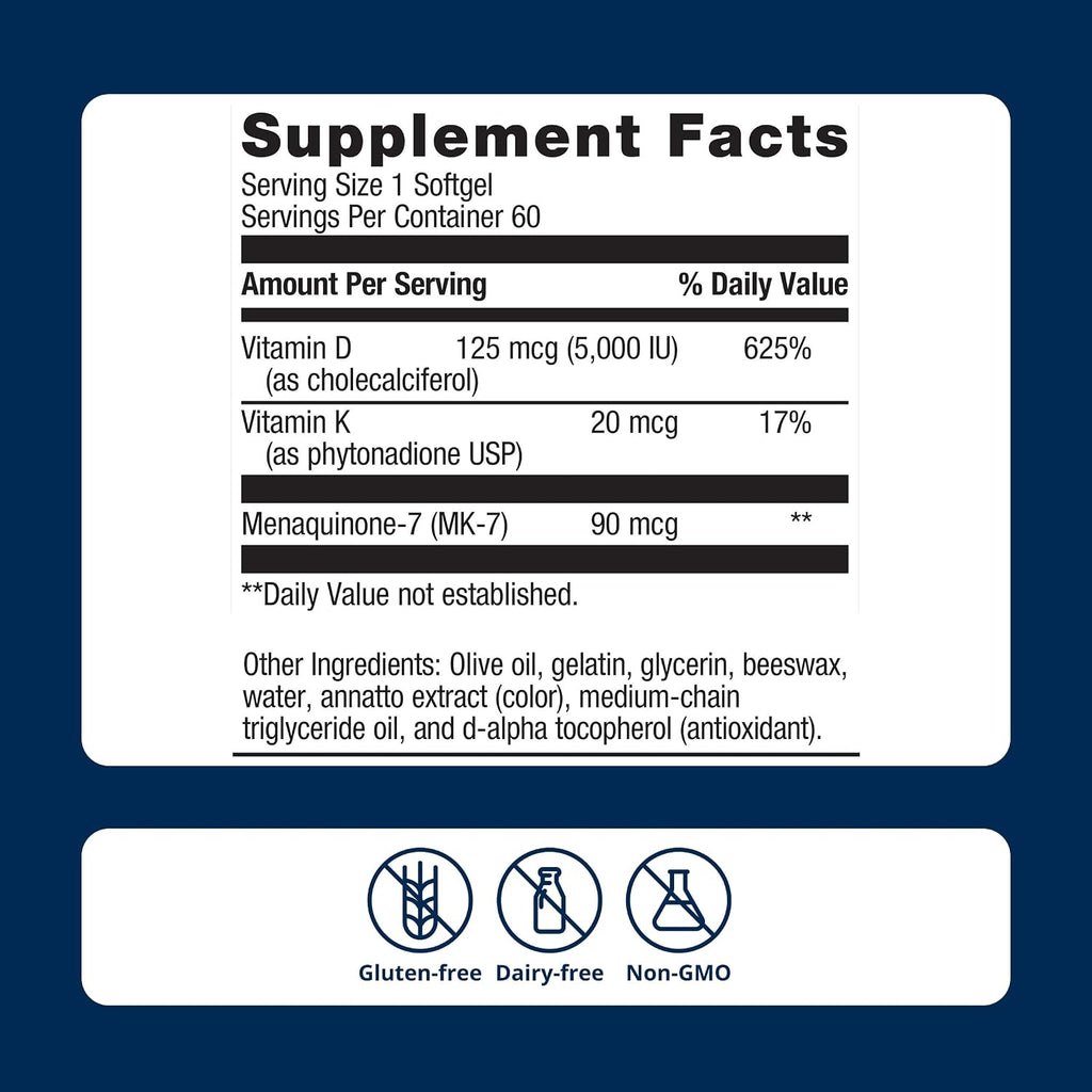 Metagenics Vitamina D3 + K - para la salud de las arterias, apoyo i...