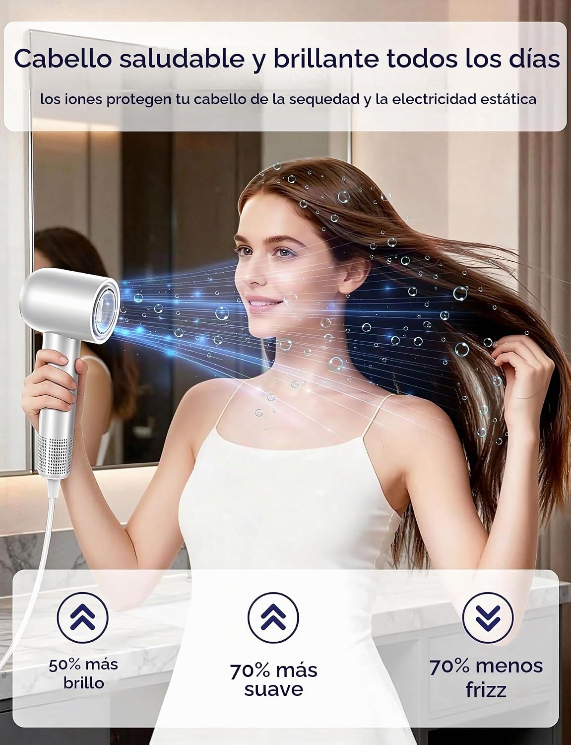 Secador de pelo iónico 160000 RPM portátil profesional ligero de al...