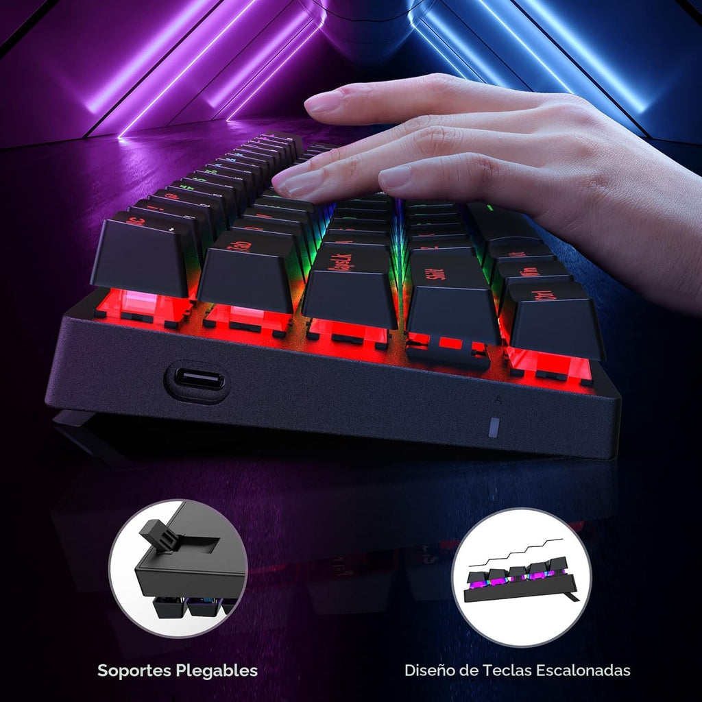 Teclado mecánico atado con cable del juego del 60% con los interrup...