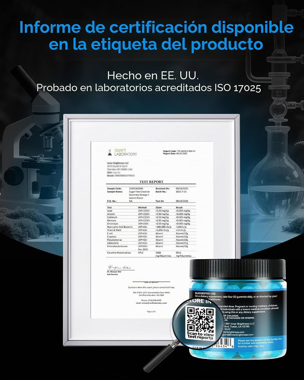 Inner Brightness Gomitas de monohidrato de creatina para hombres y...