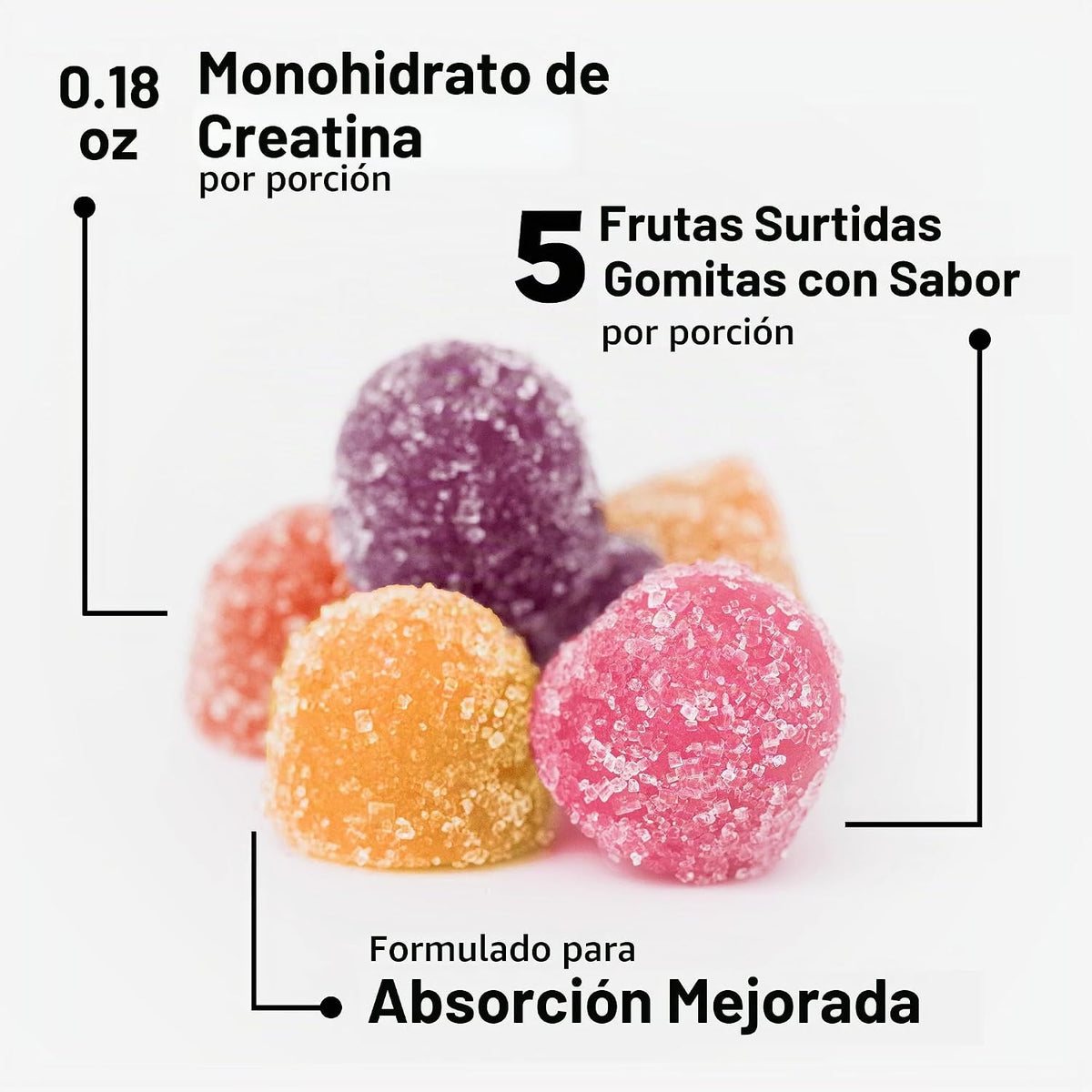 Force Factor Gomitas de monohidrato de creatina, certificado NSF |...