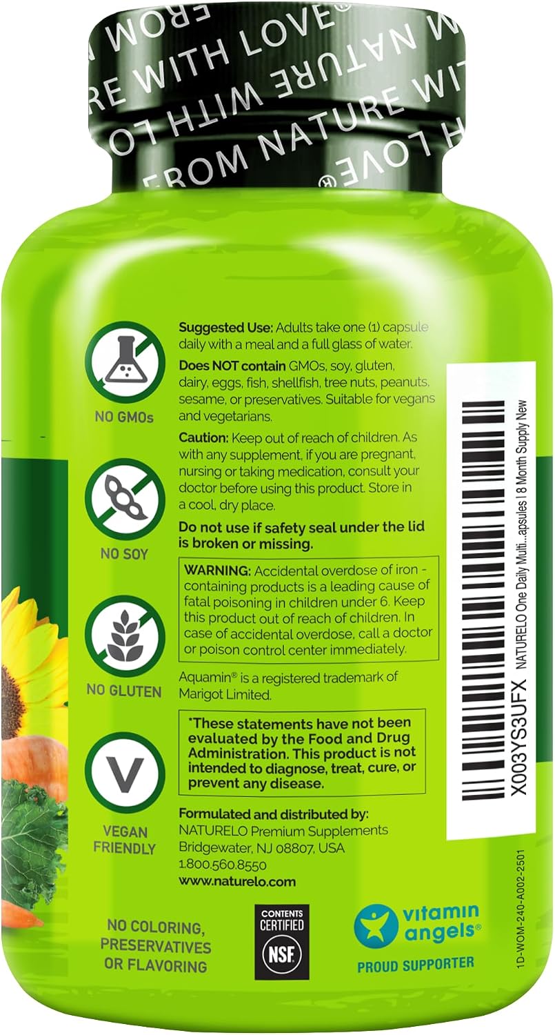 NATURELO One Daily Multivitamínico para mujeres con vitamina B12, 2...