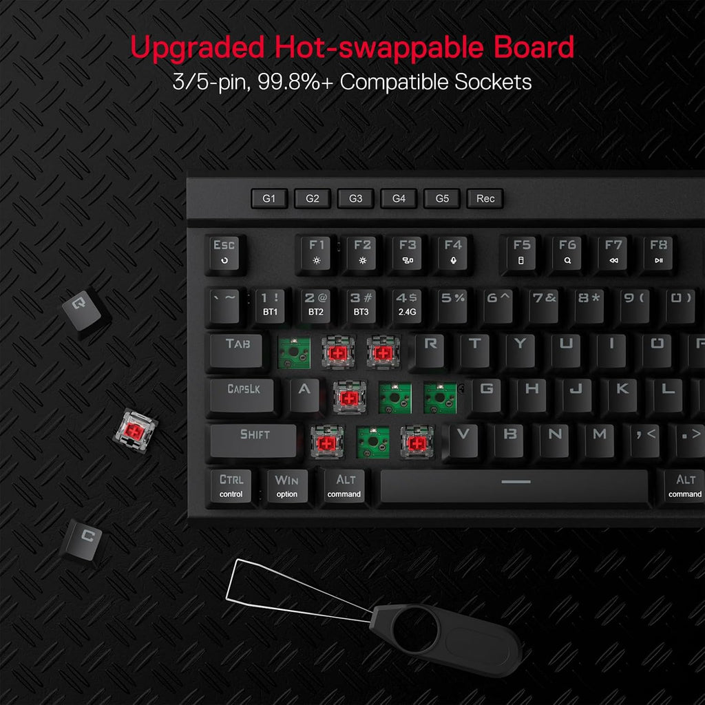 Redragon K580 PRO Teclado inalámbrico para juegos RGB, teclas Macro...