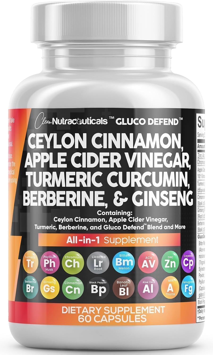 Clean Nutraceuticals Cápsulas de canela de Ceilán + berberina cúrcu...