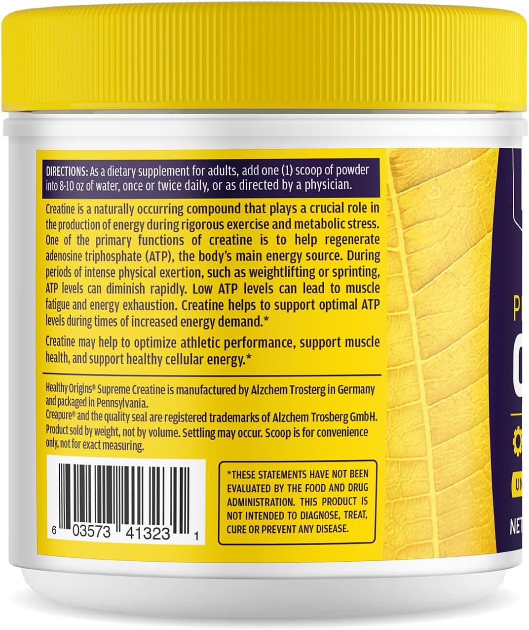 Healthy Origins Creatina monohidrato Creapure en polvo, 21.16 oz