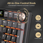 RK ROYAL KLUDGE Teclado mecánico inalámbrico S104 con pantalla y pe...