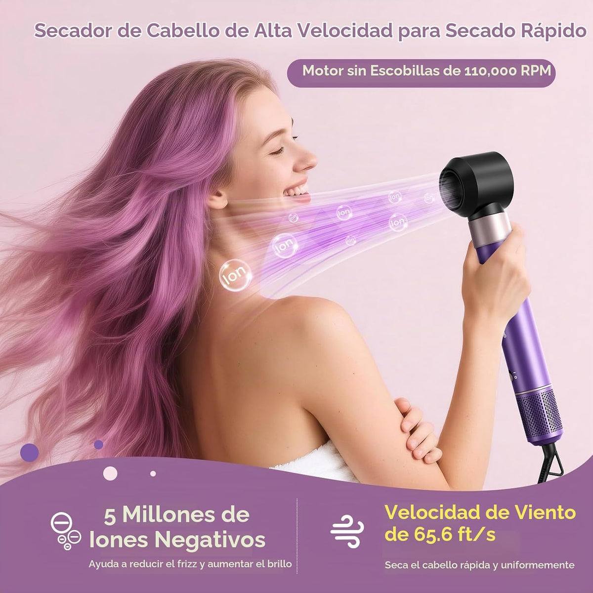 Vincofy Estilizador de aire caliente 7 en 1, cepillo secador de pel...