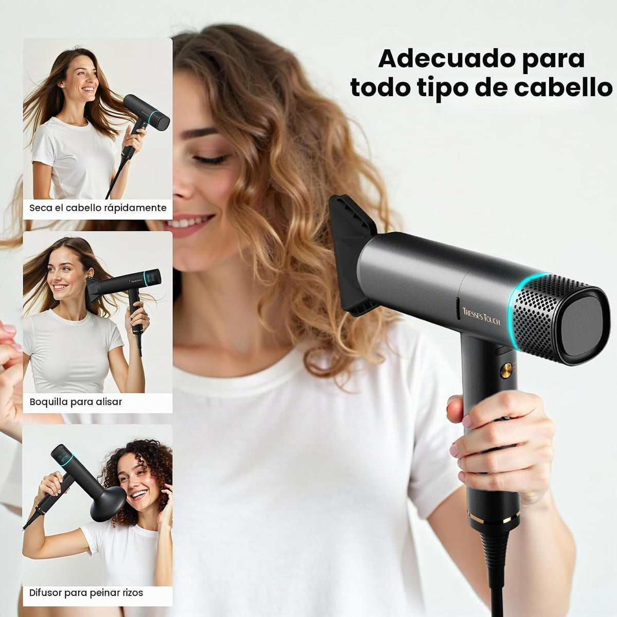 Secador de pelo iónico profesional con difusor, 150000 RPM de alta...