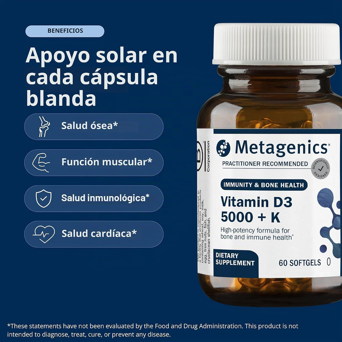 Metagenics Vitamina D3 + K - para la salud de las arterias, apoyo i...